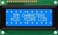 mc42004a6wk-bnmlw-v2 Midas MC42004A6WK-BNMLW-V2 Alphanumeric LCD Alphanumeric Display, 4 Rows by 20 Characters