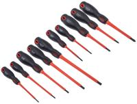 253-015 RS PRO Phillips; Pozidriv; Slotted Insulated Screwdriver Set, 10-Piece