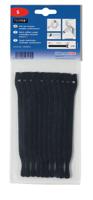 130-00012-textie-s-pa66pp-bk HellermannTyton Cable Tie, Hook and Loop, 150mm x 12.5 mm, Black PA (Loop), PP (Hook), Pk-10