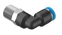 qsl-18-4 Festo QS Series Elbow Threaded Adaptor, R 1/8 Male to Push In 4 mm, Threaded-to-Tube Connection Style, 153045