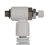 as1201f-m5-04 SMC AS Series Threaded Flow Regulator, M5 x 0.8 Male Inlet Port x M5 x 0.8 Male Outlet Port x 4mm Tube Outlet Port
