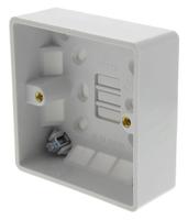 775-8107 RS PRO White Back Box, BS, IP20,  Surface Mount, 1 Gangs, 86.6 x 86.6 x 28mm