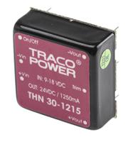 thn-30-1215 TRACOPOWER THN 30 DC-DC Converter, 24V dc/ 1.25A Output, 9 → 18 V dc Input, 30W, Through Hole, +85°C Max Temp