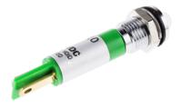 211-910 RS PRO Green Panel Mount Indicator, 12V, 8mm Mounting Hole Size, Solder Tab Termination, IP67