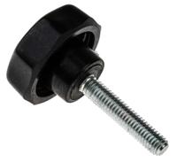 686-109 RS PRO Black Multiple Lobes Clamping Knob, M6, Threaded Stud