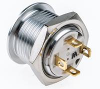 175-8453 RS PRO Illuminated Push Button Switch, Momentary, Panel Mount, 16mm Cutout, SPST, White LED, 36V dc, IP67