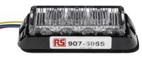 907-5955 RS PRO Amber Flashing Warning Light, 12 V dc, 24 V dc, Surface Mount, Wall Mount, LED Bulb, IP67