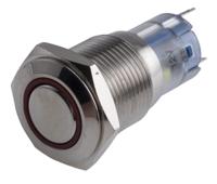 811-8452 RS PRO Illuminated Push Button Switch, Momentary, Panel Mount, 16mm Cutout, SPDT, Red LED, 250V ac, IP65, IP67