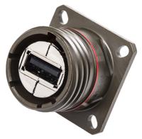 usbftv21g Amphenol Socapex Straight, Panel Mount, Socket- Single Port Type A 2.0 IP68 USB Connector