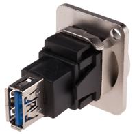 907-5624 RS PRO Straight, Panel Mount, Socket to Socket- Dual Port Type B to A 3.0 USB Connector