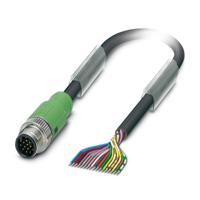 1555279 Phoenix Contact Male 17 way M12 to Unterminated 17 way Free End Sensor Actuator Cable, 3 m