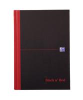100080459 Black n Red A5 Casebound Hardcover Notepad, 96 Ruled Sheets