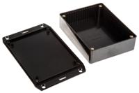 1591gflbk Hammond 1591 Series Black Flame Retardant ABS Enclosure, IP54, Flanged, Black Lid, 121 x 94 x 30mm