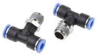 916-0801 RS PRO Tee Threaded Adaptor, Push In 6 mm to Push In 6 mm, Threaded-to-Tube Connection Style