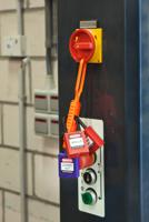 non-conductive-lockout-hasp Brady Orange 6-Lock Nylon Lockout Hasp, 9.00mm Shackle