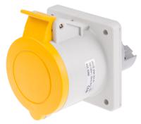 4233260 Scame IP44 Yellow Panel Mount Socket, Rated At 32A, 100 → 130 V