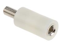653-9497 RS PRO Standoff, M6 x M6 Thread, 25mm Body, Nylon 66, Male/Female, 12.7mm Stud