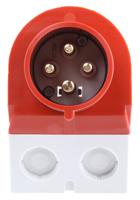 348 MENNEKES IP44 Red Wall Mount 4P 25 ° Industrial Power Plug, Rated At 32A, 400 V