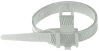 ccd9-42a MECATRACTION Cable Tie, Releasable, 187mm x 9 mm, White Polyamide, Pk-100