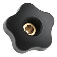 69956 Elesa  Black Multiple Lobes Clamping Knob, M8, Threaded Through Hole