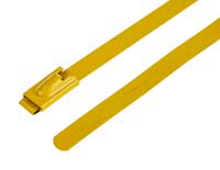 743-6241 RS PRO Cable Tie, Roller Ball, 150mm x 4.6 mm, Yellow Polyester Coated Stainless Steel, Pk-100