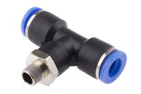 916-0817 RS PRO Tee Threaded Adaptor, Push In 10 mm to Push In 10 mm, Threaded-to-Tube Connection Style
