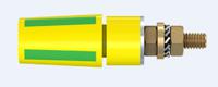 233050-20 Staubli Green/Yellow Female Banana Socket, 4 mm Connector, Bolt Termination, 32A, 600V, Gold Plating