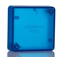 1551rtbu Hammond 1551 Series Translucent Blue ABS Enclosure, IP54, Flanged, Translucent Blue Lid, 50 x 50 x 20mm