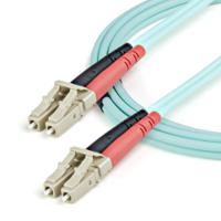 a50fblclc1 StarTech.com LC to LC Duplex Multi Mode OM3 Fibre Optic Cable, 50/125μm, Aqua, 1m