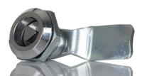 192-9649 RS PRO Silver Die Cast Triangular Lock, 25mm Panel-to-Tongue, Key Unlock