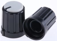 467-5951 RS PRO 13.3mm Black Potentiometer Knob for 6mm Shaft Splined