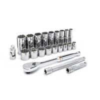80691 GearWrench 22-Piece Imperial 3/8 in Deep Socket/Standard Socket Set with Ratchet, 12 point