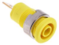 233060-24 Staubli Yellow Female Banana Socket, 4 mm Connector, Tab Termination, 32A, 1000V, Gold Plating
