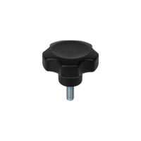 284-5455 RS PRO Black Thermoplastic Multiple Lobes Clamping Knob, M12 x 40, Threaded Mount