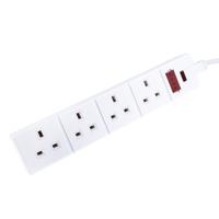 296-3701 RS PRO 2m 4 Socket Type G - British Extension Lead