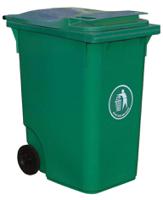 221-1598 RS PRO 360L Green Flip Polyethylene Waste Bin