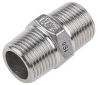499-2947 RS PRO Stainless Steel Pipe Fitting Hexagon Hexagon Nipple, Male R 3/8in x Male R 3/8in