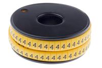 812-1085 RS PRO Slide On Cable Markers, Black on Yellow, Pre-printed "4", 3.5 → 7mm Cable