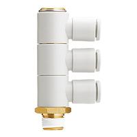 kq2vt12-02as SMC KQ2 Series Triple Branch Universal Male Elbow, 12 mm to R 1/4 Male, Threaded-to-Tube Connection Style, KQ2VT12-02AS