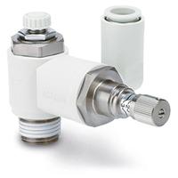 asr430f-02-06s SMC ASR Series Threaded Pneumatic Silencer & Exhaust Restrictor Function Fitting, R 1/4 Inlet Port, 6mm Tube Inlet