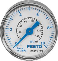 ma-40-10-18-en Festo Analogue Pressure Gauge 10bar Back Entry 40mm Outside Diameter