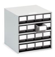 1640-3 Treston 16 Drawer Storage Unit, Plastic, 395mm x 400mm x 400mm, Grey