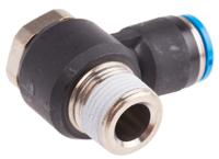 qslv-38-10 Festo QS Series Elbow Threaded Adaptor, R 3/8 Male to Push In 10 mm, Threaded-to-Tube Connection Style, 153093