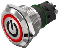 82-61522113b002 EAO 82 Series Illuminated Illuminated Push Button Switch, Latching, Panel Mount, 22.3mm Cutout, SPDT, Red LED, 240V,