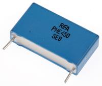 phe450rd5220jr06l2 KEMET PHE450 Metallised Polypropylene Film Capacitor, 1.6 kV dc, 650 V ac, ±5%, 22nF, Through Hole
