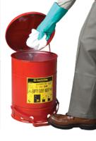 jcn09100rd Justrite Oily Waste Cans 900 Justrite flammable waste can 23L Red Flip Steel Flammable Waste Can