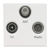 e1160w FM, SAT, TV White Female 3 Outlet TV Aerial Connector, Wall Mount