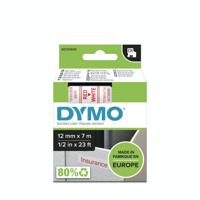 s0720550 Dymo Red on White Label Printer Tape, 7 m Length, 12 mm Width