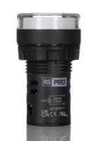 271-7491 RS PRO, Panel Mount White LED Pilot Light, 22mm Cutout, IP65, Round, 230V ac