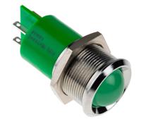 211-601 RS PRO Green Panel Mount Indicator, 24V ac/dc, 22mm Mounting Hole Size, Solder Tab Termination